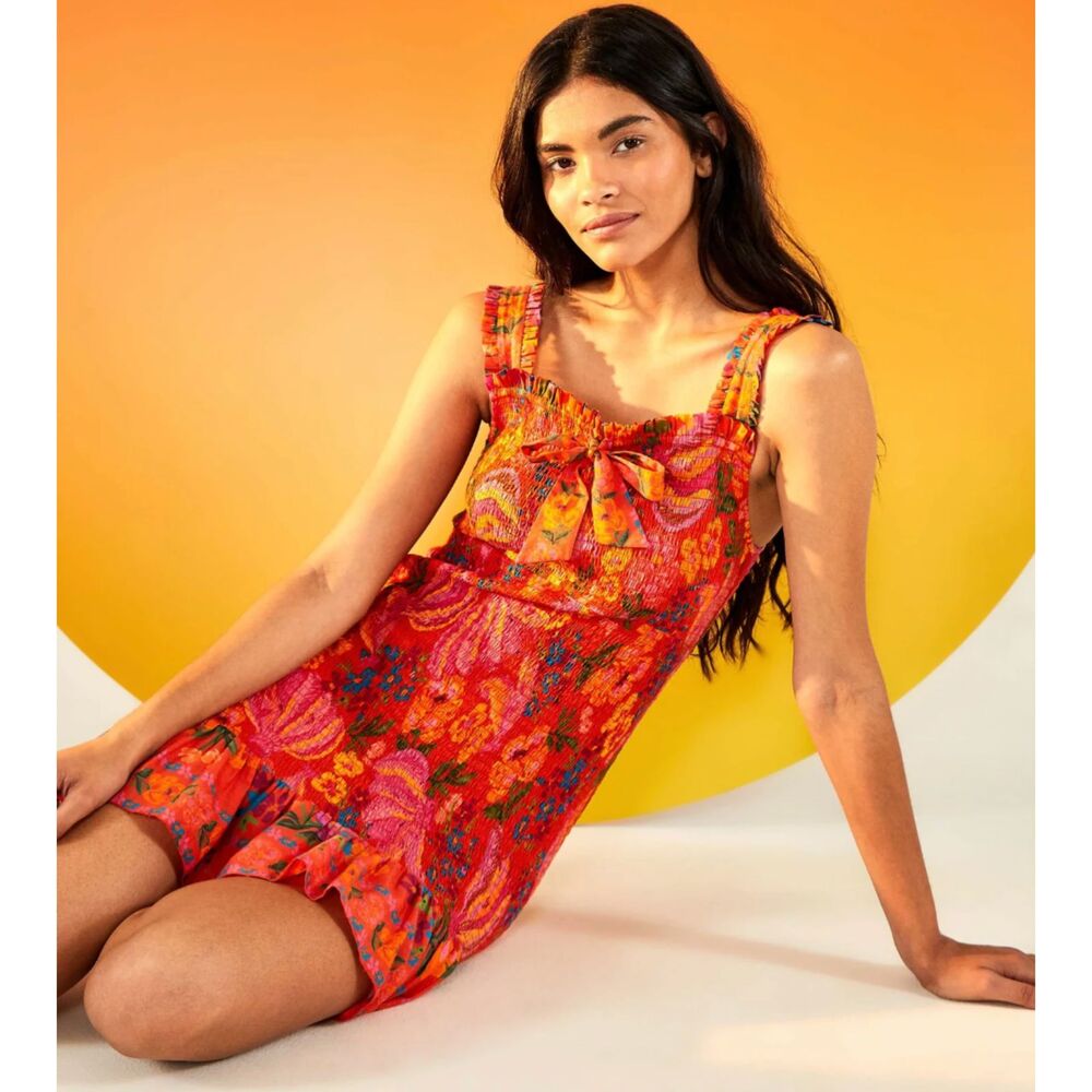 Farm Rio Red Spring Bananas Mini Dress Size Small NWT